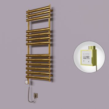 Radiva - Volga Dekoratif Elektrikli Havlupan 500x1200 Altın (KTX3 Termostat) 300W Spiral Kablolu