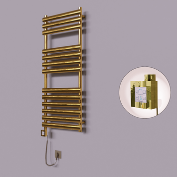 - Volga Dekoratif Elektrikli Havlupan 500x1200 Altın (KTX4 Termostat) 300W Spiral Kablolu  - Volga Dekoratif Elektrikli Havlupan 500x1200 Altın (KTX4 Termostat) 300W Spiral Kablolu