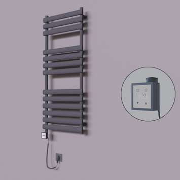 Radiva - Volga Dekoratif Elektrikli Havlupan 500x1200 Koyu Antrasit (KTX3 Termostat) 600W Spiral Kablolu