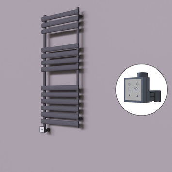 Radiva - Volga Dekoratif Elektrikli Havlupan 500x1200 Koyu Antrasit (KTX3 Termostat) 600W