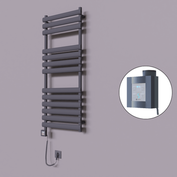 Radiva - Volga Dekoratif Elektrikli Havlupan 500x1200 Koyu Antrasit (KTX4 Termostat) 600W Spiral Kablolu