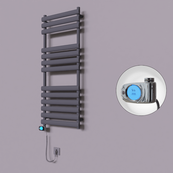 Radiva - Volga Dekoratif Elektrikli Havlupan 500x1200 Koyu Antrasit (Musa Termostat) 600W
