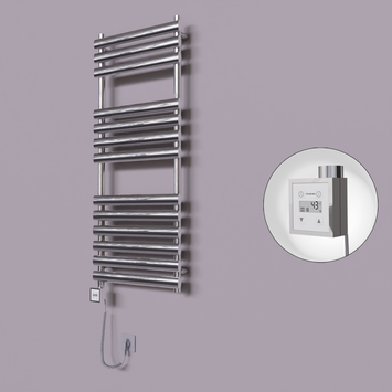 Radiva - Volga Dekoratif Elektrikli Havlupan 500x1200 Krom (KTX3 Termostat) 300W Spiral Kablolu