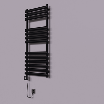 Radiva - Volga Dekoratif Elektrikli Havlupan 500x1200 Siyah (KTX1 Termostat) 600W Spiral Kablolu