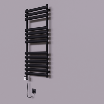 Radiva - Volga Dekoratif Elektrikli Havlupan 500x1200 Siyah (KTX3 Termostat) 600W Spiral Kablolu