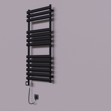 Radiva - Volga Dekoratif Elektrikli Havlupan 500x1200 Siyah (KTX4 Termostat) 600W Spiral Kablolu
