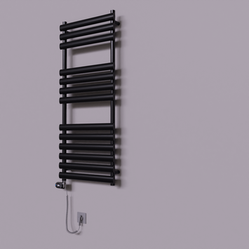 Radiva - Volga Dekoratif Elektrikli Havlupan 500x1200 Siyah (Thesis Termostat) 600W