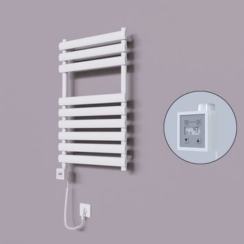 Radiva - Volga Dekoratif Elektrikli Havlupan 500x800 Beyaz (KTX3 Termostat) 300W Spiral Kablolu