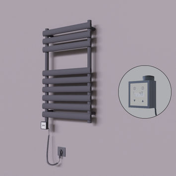 Radiva - Volga Dekoratif Elektrikli Havlupan 500x800 Koyu Antrasit (KTX3 Termostat) 300W Spiral Kablolu
