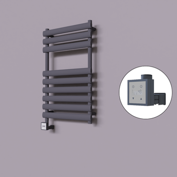 Radiva - Volga Dekoratif Elektrikli Havlupan 500x800 Koyu Antrasit (KTX3 Termostat) 300W