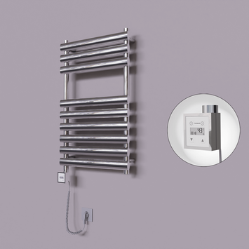 Radiva - Volga Dekoratif Elektrikli Havlupan 500x800 Krom (KTX3 Termostat) 200W Spiral Kablolu