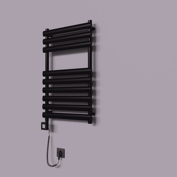 Radiva - Volga Dekoratif Elektrikli Havlupan 500x800 Siyah (KTX1 Termostat) 300W Spiral Kablolu