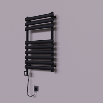 Radiva - Volga Dekoratif Elektrikli Havlupan 500x800 Siyah (KTX4 Termostat) 300W Spiral Kablolu
