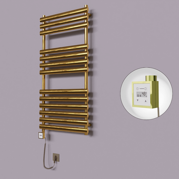 Radiva - Volga Dekoratif Elektrikli Havlupan 600x1200 Altın (KTX3 Termostat) 300W Spiral Kablolu