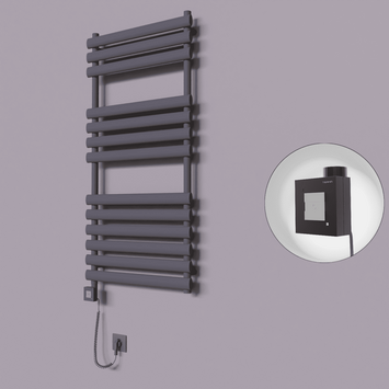 Radiva - Volga Dekoratif Elektrikli Havlupan 600x1200 Koyu Antrasit (KTX1 Termostat) 600W Spiral Kablolu