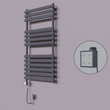 Radiva - Volga Dekoratif Elektrikli Havlupan 600x1200 Koyu Antrasit (KTX3 Termostat) 600W Spiral Kablolu