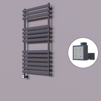 Radiva - Volga Dekoratif Elektrikli Havlupan 600x1200 Koyu Antrasit (KTX3 Termostat) 600W
