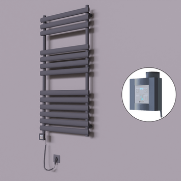 Radiva - Volga Dekoratif Elektrikli Havlupan 600x1200 Koyu Antrasit (KTX4 Termostat) 600W Spiral Kablolu