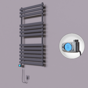 Radiva - Volga Dekoratif Elektrikli Havlupan 600x1200 Koyu Antrasit (Musa Termostat) 600W