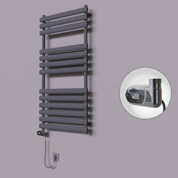 Radiva - Volga Dekoratif Elektrikli Havlupan 600x1200 Koyu Antrasit (Thesis Termostat) 600W