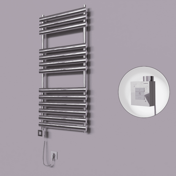 Radiva - Volga Dekoratif Elektrikli Havlupan 600x1200 Krom (KTX1 Termostat) 300W Spiral Kablolu