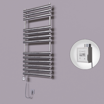 Radiva - Volga Dekoratif Elektrikli Havlupan 600x1200 Krom (KTX3 Termostat) 300W Spiral Kablolu