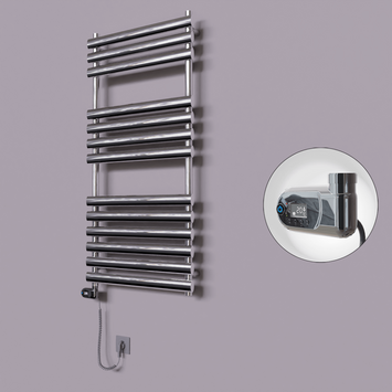 Radiva - Volga Dekoratif Elektrikli Havlupan 600x1200 Krom (Thesis Termostat) 300W