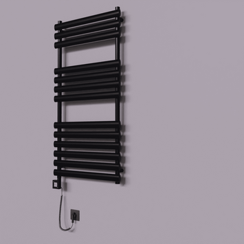 Radiva - Volga Dekoratif Elektrikli Havlupan 600x1200 Siyah (KTX1 Termostat) 600W Spiral Kablolu