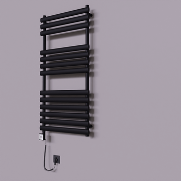 Radiva - Volga Dekoratif Elektrikli Havlupan 600x1200 Siyah (KTX3 Termostat) 600W Spiral Kablolu