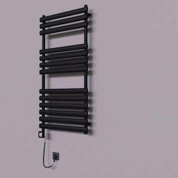 Radiva - Volga Dekoratif Elektrikli Havlupan 600x1200 Siyah (KTX4 Termostat) 600W Spiral Kablolu