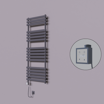 Radiva - Volga Dekoratif Elektrikli Havlupan 600x1600 Koyu Antrasit (KTX3 Termostat) 1000W Spiral Kablolu