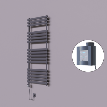 Radiva - Volga Dekoratif Elektrikli Havlupan 600x1600 Koyu Antrasit (KTX4 Termostat) 1000W Spiral Kablolu