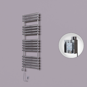 Radiva - Volga Dekoratif Elektrikli Havlupan 600x1600 Krom (KTX4 Termostat) 600W Spiral Kablolu