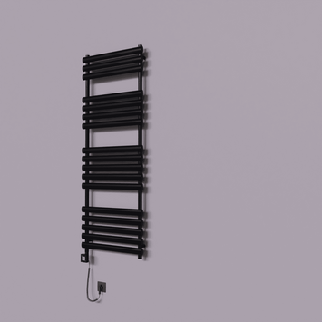 Radiva - Volga Dekoratif Elektrikli Havlupan 600x1600 Siyah (KTX1 Termostat) 1000W Spiral Kablolu