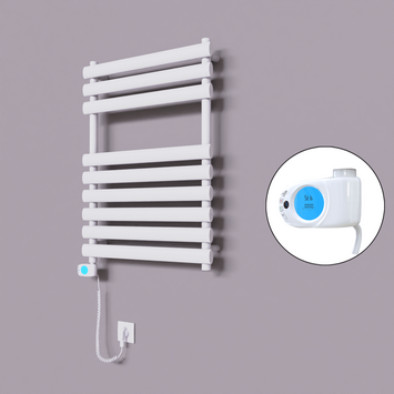 Radiva - Volga Dekoratif Elektrikli Havlupan 600x800 Beyaz (Musa Termostat) 600W