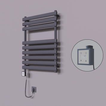 Radiva - Volga Dekoratif Elektrikli Havlupan 600x800 Koyu Antrasit (KTX3 Termostat) 600W Spiral Kablolu