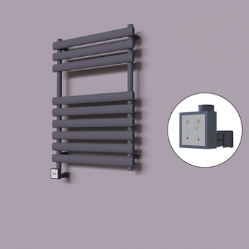 Radiva - Volga Dekoratif Elektrikli Havlupan 600x800 Koyu Antrasit (KTX3 Termostat) 600W