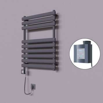 Radiva - Volga Dekoratif Elektrikli Havlupan 600x800 Koyu Antrasit (KTX4 Termostat) 600W Spiral Kablolu