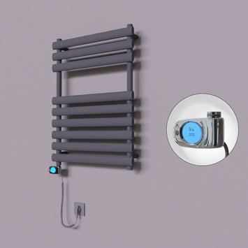 Radiva - Volga Dekoratif Elektrikli Havlupan 600x800 Koyu Antrasit (Musa Termostat) 600W