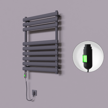 Radiva - Volga Dekoratif Elektrikli Havlupan 600x800 Koyu Antrasit (On/Off Düğmeli) 600W
