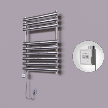 Radiva - Volga Dekoratif Elektrikli Havlupan 600x800 Krom (KTX3 Termostat) 300W Spiral Kablolu
