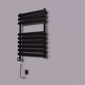 Radiva - Volga Dekoratif Elektrikli Havlupan 600x800 Siyah (KTX1 Termostat) 600W Spiral Kablolu