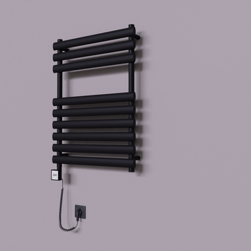 Radiva - Volga Dekoratif Elektrikli Havlupan 600x800 Siyah (KTX3 Termostat) 600W Spiral Kablolu