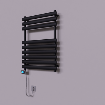  - Volga Dekoratif Elektrikli Havlupan 600x800 Siyah (Musa Termostat) 600W