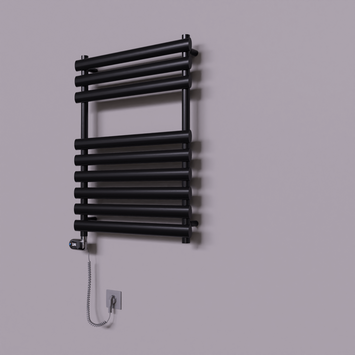 Radiva - Volga Dekoratif Elektrikli Havlupan 600x800 Siyah (Thesis Termostat) 600W