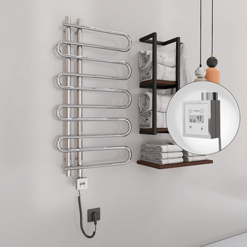 Radiva - Zante Sèche Serviettes Electrique 500x1000 Chrome Ktx3 200 Watt Câble en spirale