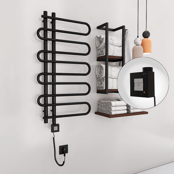 Radiva - Zante Sèche Serviettes Electrique 500x1000 Noir mat Ktx1 300 Watt Câble en spirale Radiva - Zante Sèche Serviettes Electrique 500x1000 Noir mat Ktx1 300 Watt Câble en spirale