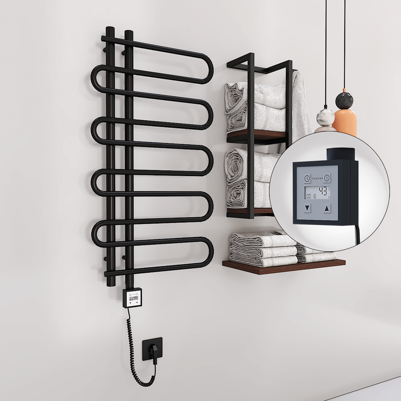 Zante Electric Towel Warmer 500x1000 Matte Black Ktx3 300 W (Spiral Cable)