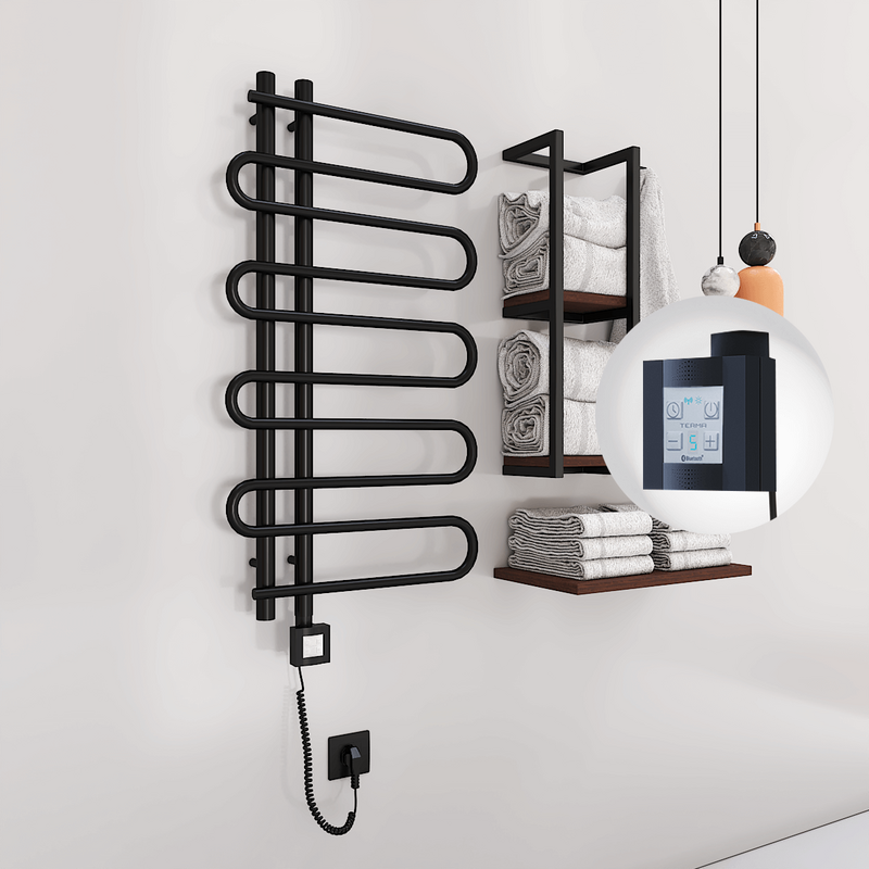 Zante Sèche Serviettes Electrique 500x1000 Noir mat Ktx4 300 Watt Câble en spirale Zante Sèche Serviettes Electrique 500x1000 Noir mat Ktx4 300 Watt Câble en spirale