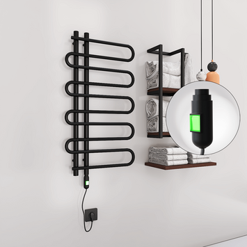Radiva - Zante Electric Towel Warmer 500x1000 Matte Black (On/Off) 300 W